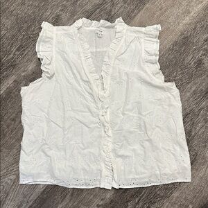 J. Crew White Eyelet Ruffle Top